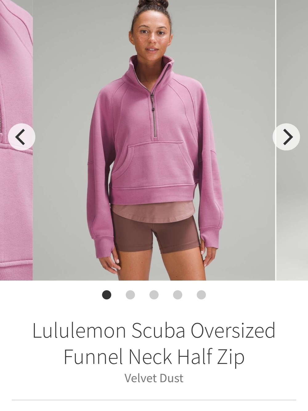 Lululemon Scuba Oversized Funnel Neck Half Zip - Velvet Dust sz. XS/S